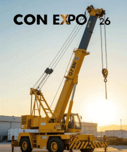 conexpo 2026 text over crane moving