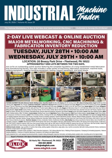 Industrial Machine Trader - July 20, 2026