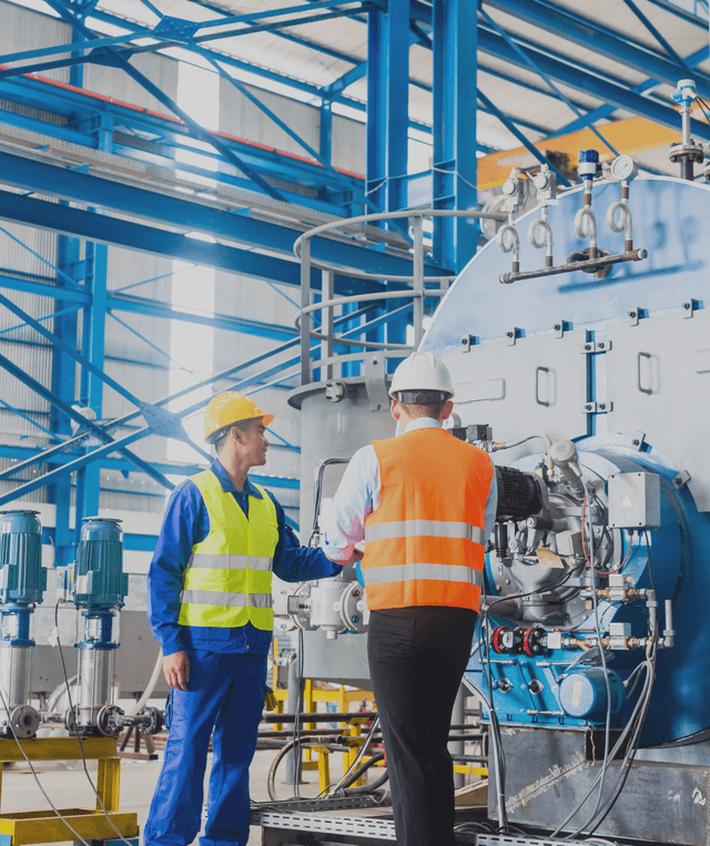 worker and manager in industrial factory